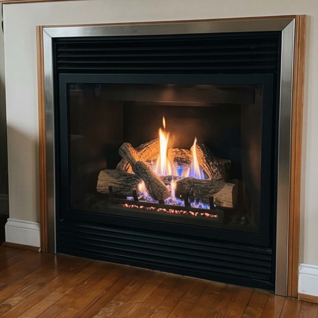 Gas fireplace after service